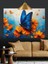 Turuncu Çiçekler Üzerinde Mavi Kelebek Dekoratif Kanvas - Mdf Ahşap Tablo 2