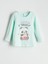 Yeni Sezon Bisiklet Yaka Baskılı Uzun Kollu Kız Çocuk Pijama Takımı 2
