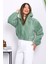 Mint Kapüşonlu Kısa Peluş Mont 1