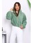 Mint Kapüşonlu Kısa Peluş Mont 3