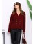 Bordo Kruvaze Yaka Düğmeli Triko Hırka 3