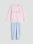 Yeni Sezon Bisiklet Yaka Baskılı Kız Çocuk Pijama Takımı 1