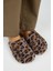 Leda Kadın Peluş Düz Vizon Leopar Terlik 2