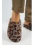Leda Kadın Peluş Düz Vizon Leopar Terlik 5