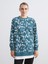 Yeni Sezon Büyük Beden Bisiklet Yaka Desenli Kadın Sweatshirt Tunik 1