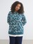 Yeni Sezon Büyük Beden Bisiklet Yaka Desenli Kadın Sweatshirt Tunik 2
