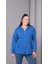 Kadın Büyük Beden Kapüşonlu Kanguru Cepli Fermuarlı Yırtmaç Detaylı %100 Pamuk Sweatshirt 1