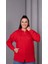 Kadın Büyük Beden Kapüşonlu Kanguru Cepli Fermuarlı Yırtmaç Detaylı %100 Pamuk Sweatshirt 2