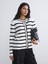 Yeni Sezon Bisiklet Yaka Çizgili Kadın Triko Hırka 1