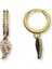 Minimal Taşlı Sallantılı Melek Kanadı 24K Altın Kaplama Gümüş Halka Küpe 1.2x1.2 cm 1