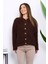 Kahverengi Düğmeli Simli Angora Yumoş Triko Hırka 3