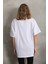Unisex Taş Desenli Oversize T-Shirt - Beyaz 6