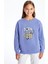 Yeni Sezon Bisiklet Yaka Baskılı Kız Çocuk Sweatshirt 1