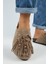 Malinda Kadın Hakiki Deri Püsküllü Boncuk Detaylı Sabo Vizon Terlik 1