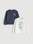 Yeni Sezon Bisiklet Yaka Kız Çocuk Sweatshirt 2'li 1