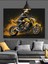 Karanlıkta Hızla Giden Motosiklet Sürücüsü Dekoratif Kanvas - Mdf Ahşap Tablo 1