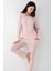 Paris Kadın Pembe Modal Pamuklu Uzun Kollu Rahat Pijama Takım 1