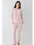 Paris Kadın Pembe Modal Pamuklu Uzun Kollu Rahat Pijama Takım 2