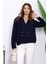 Lacivert Kruvaze Yaka Düğmeli Triko Hırka 1