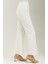 Paçalı Yırtmaçlı Pantolon 3028-01 Beyaz 2