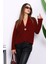 Bordo Tek Düğmeli Angora Yumoş Hırka 2