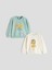 Yeni Sezon Bisiklet Yaka Baskılı Kız Çocuk Sweatshirt 2'li 1