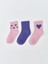Yeni Sezon Kalp Baskılı Kız Çocuk Patik Çorap 3'lü 1