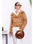 Camel Peluş Kısa Süet Mont 1