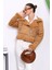 Camel Peluş Kısa Süet Mont 3