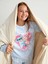 Yeni Sezon Bisiklet Yaka Stitch ve Angel Baskılı Kız Çocuk Pijama Takım 3
