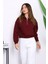 Bordo Önü Fermuarlı Üç Iplik Crop Sweat 3