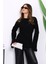 Siyah Bel ve Kol Ucu Fırfırlı Triko Kazak 1