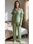 Kadın Floral Desenli Yeşil Yaz Pijama Takımı Rahat Kesim ile Loungewear 5