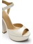 Beyaz Kadın Deri Platform Topuklu Gelin Ayakkabısı JAB2476 / 517K 3