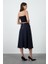 Yüksek Bel Lacivert Kloş Etek 3