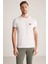 Nakış Logolu Pike Örgü Beyaz Bisiklet Yaka T-Shirt 1