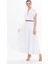 Kemerli Yarım Kollu Uzun Beyaz Elbise 3