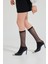 Kadın Simli Şerit Desenli Ince Dizaltı Çorap Siyah 1