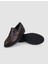 %100 Hakiki Deri Kahverengi Zımba Detaylı Kadın Loafer 4