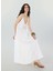 Bisiklet Yaka Kırık Beyaz Midi Kadın Elbise SPBF4SL-ELB5610 1