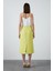 Arkası Yırtmaçlı Midi Tüvit Kumaş Sarı Etek 3