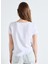 Beyaz Kadın Standart Desensiz T-Shirt SON02AGH25BLANC 4