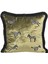 Dekoratif Zebra Nakış Işlemeli Siyah Püsküllü Yeşil Kadife Yastık Kılıfı 45X45 cm 1