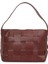Woven Mini Bordo Kadın Deri Çanta 1