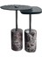 Nest Mermer Ayaklı Siyah Meşe Kaplama 2'li Yan Sehpa Seti 1