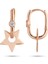 Mini Taşlı Yıldız Rose Gold Kadın Küpe 2