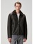 Kahverengi Yakası Shearling Detaylı Deri Mont 2