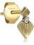 Heart Duo Mini Pırlanta Taşlı 14 Ayar Altın Tek Kadın Küpe 1