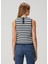 Mirtes Lacivert Beyaz Çizgili Crop Kroşe Atlet 4