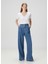 Wide Leg Mavi Pileli Jean Pantolon 1